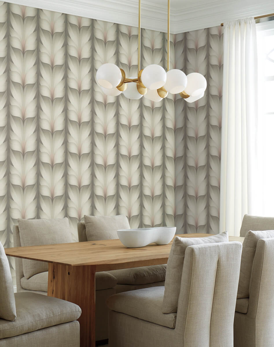 Candice Olson Casual Elegance Lotus Light Stripe Wallpaper - Taupe & Blush