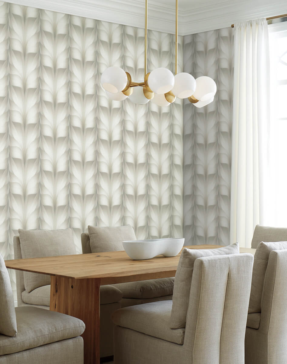Candice Olson Casual Elegance Lotus Light Stripe Wallpaper - White