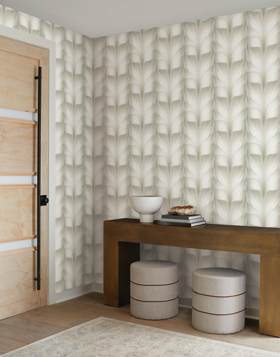 Candice Olson Casual Elegance Lotus Light Stripe Wallpaper - White