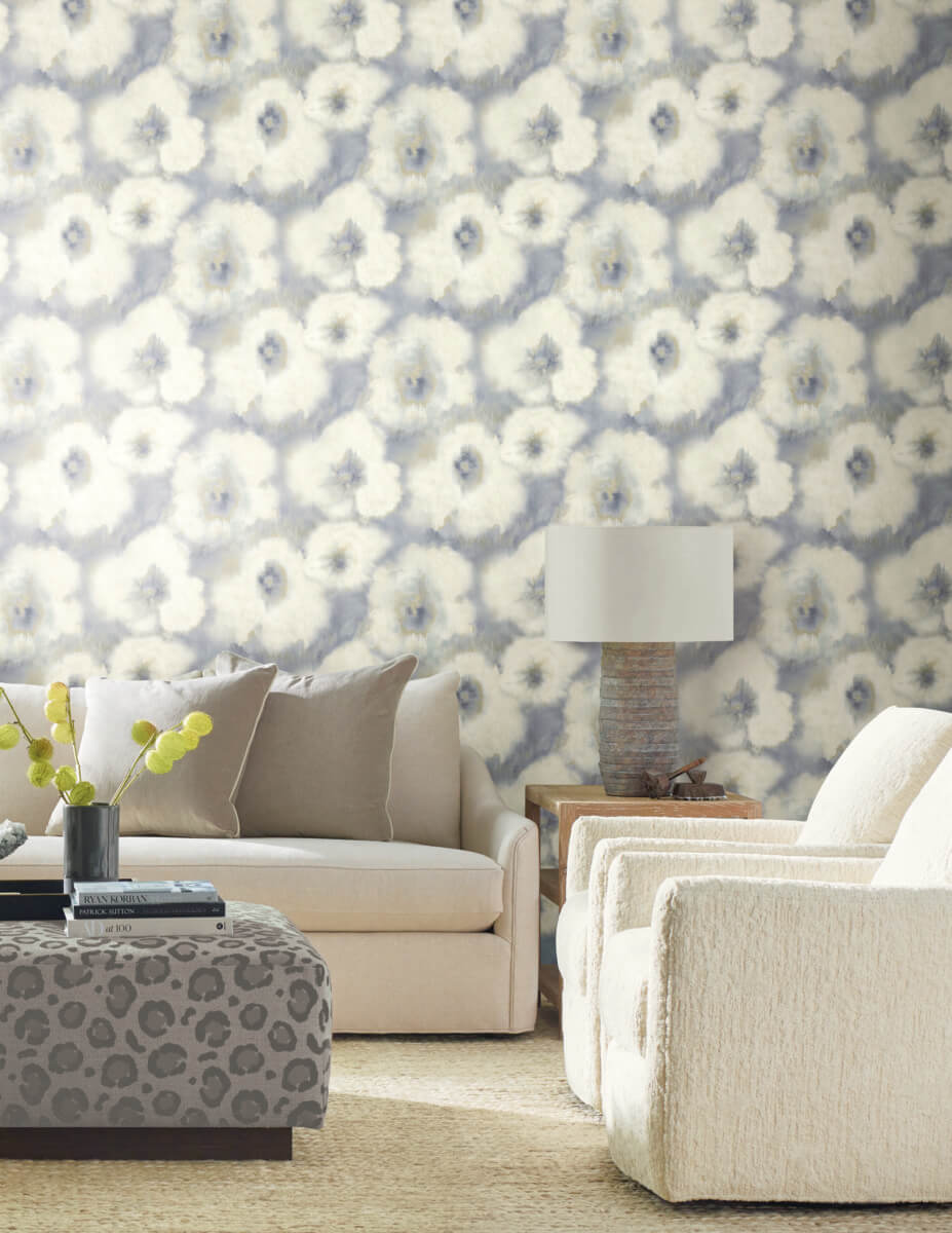 Candice Olson Casual Elegance Blended Floral Wallpaper - Blue