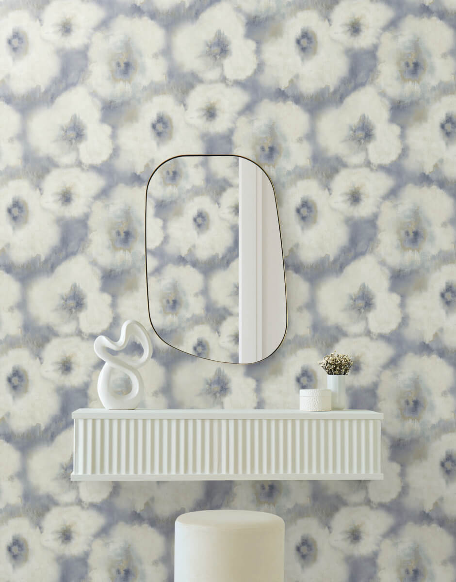 Candice Olson Casual Elegance Blended Floral Wallpaper - Blue