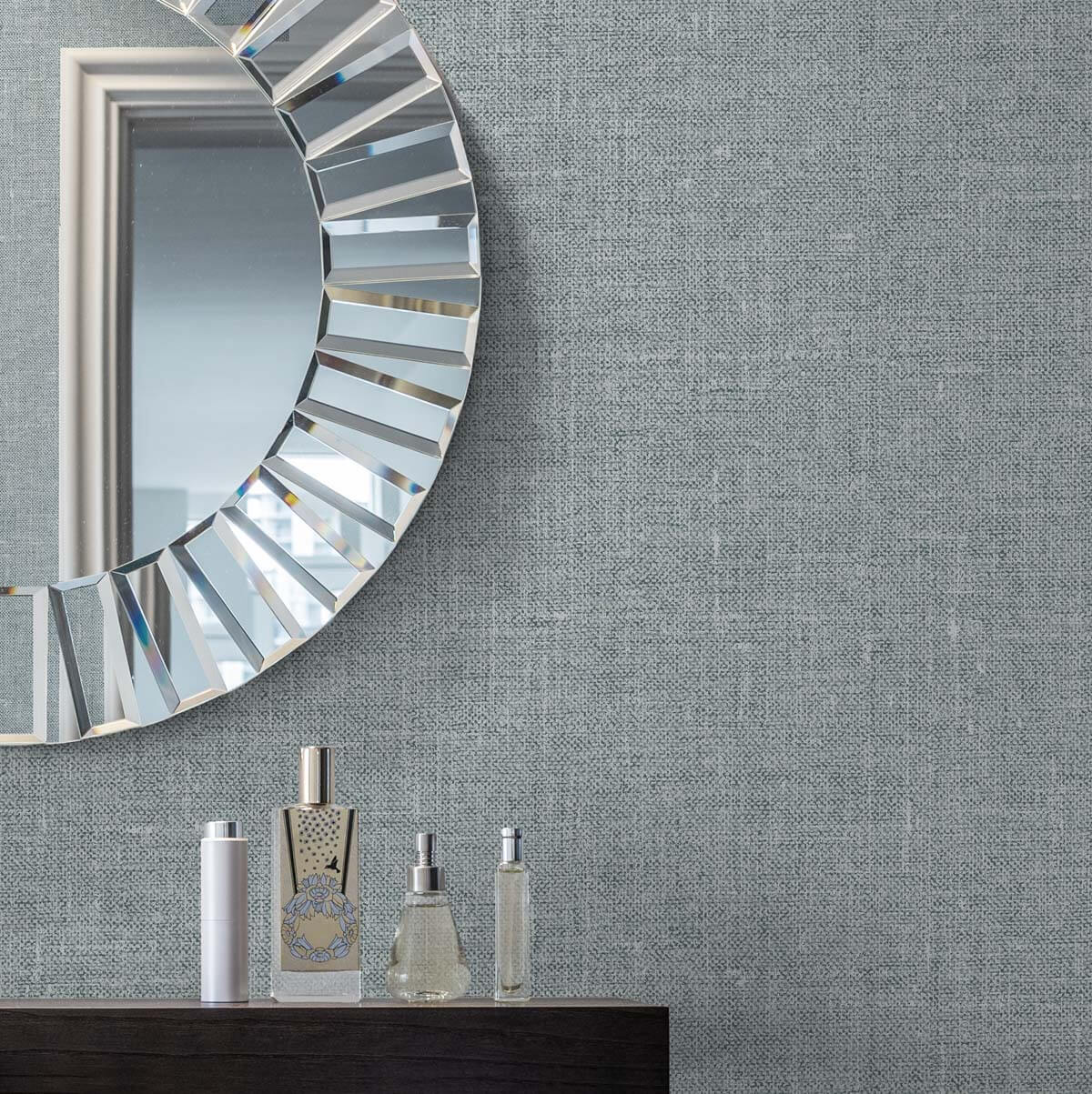 Seabrook White Heron Abington Faux Linen Wallpaper - Denim Wash