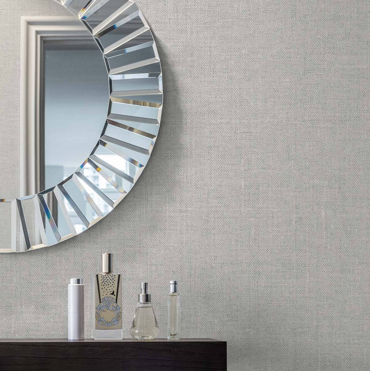 Seabrook White Heron Abington Faux Linen Wallpaper - Modern Grey