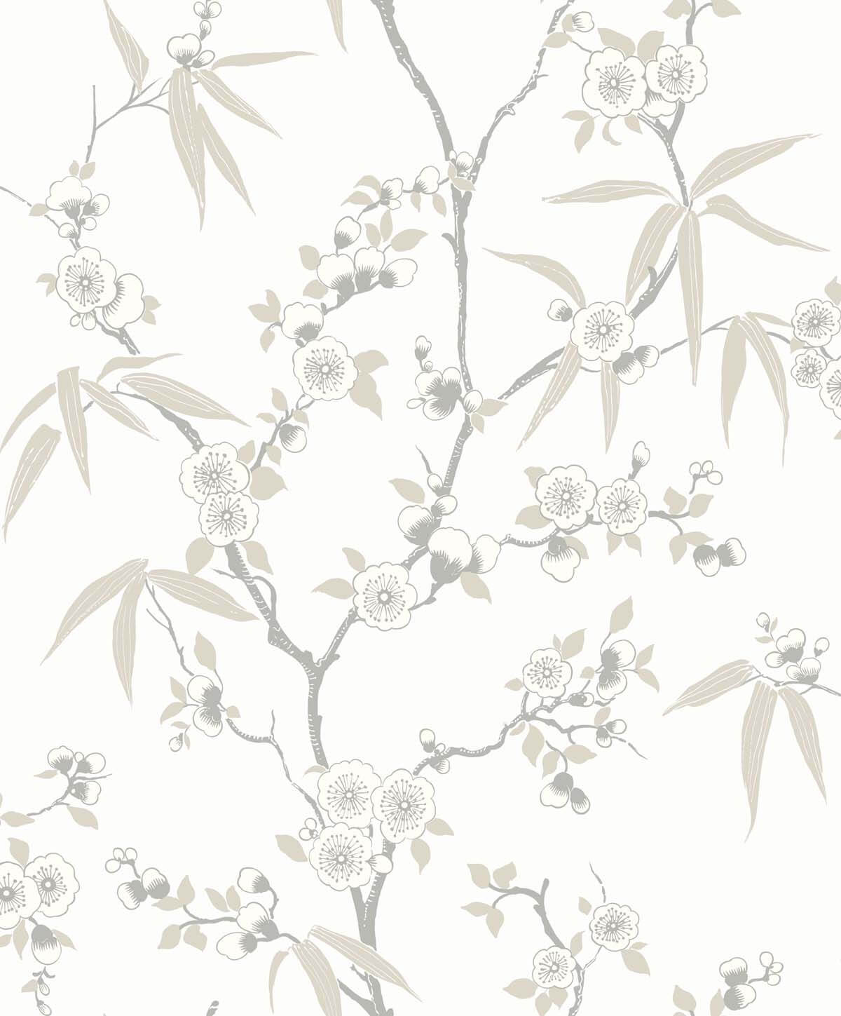 Seabrook White Heron Floral Blossom Trail Wallpaper - Morning