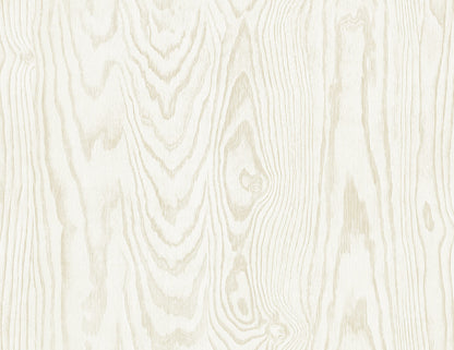 Seabrook White Heron Kyoto Faux Woodgrain Wallpaper - Washed Grain