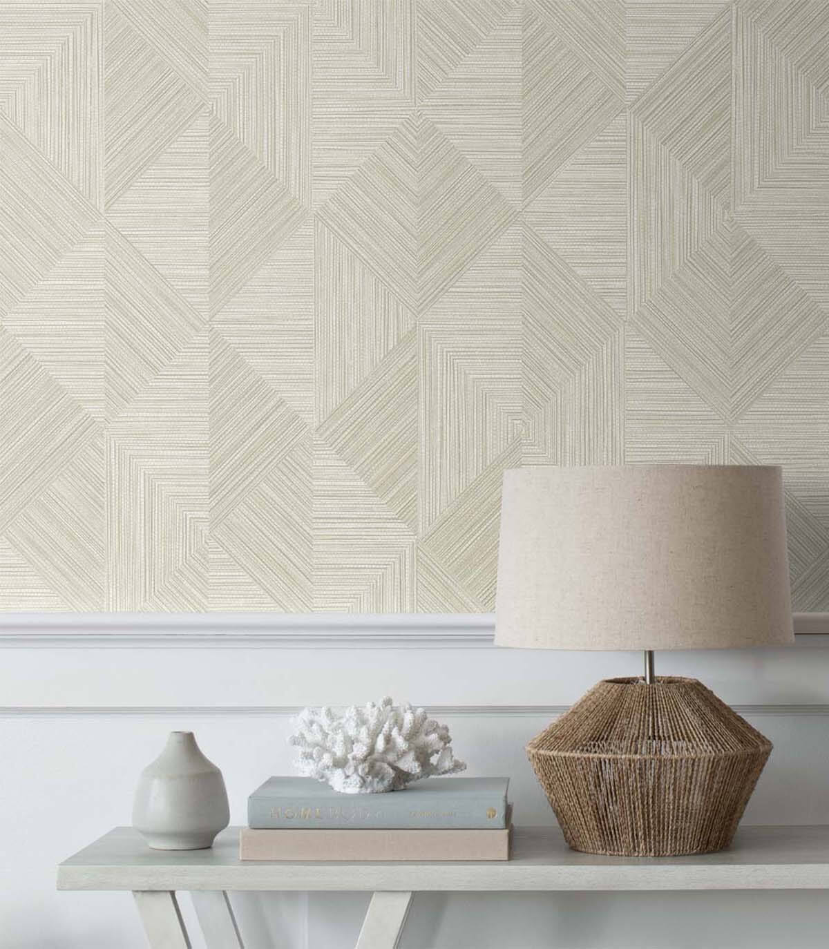 Seabrook White Heron Diamond Inlay Wallpaper - Beige