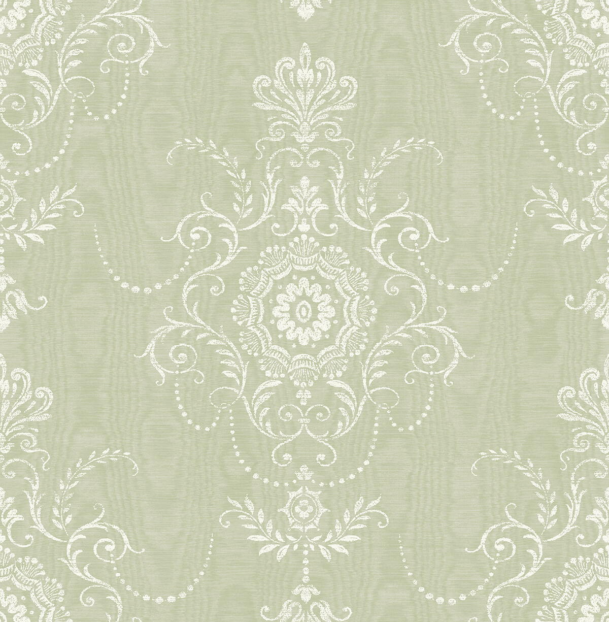 Seabrook French Country Colette Cameo Wallpaper Sample - Washed Green