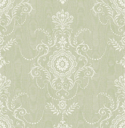 Seabrook French Country Colette Cameo Wallpaper - Washed Green