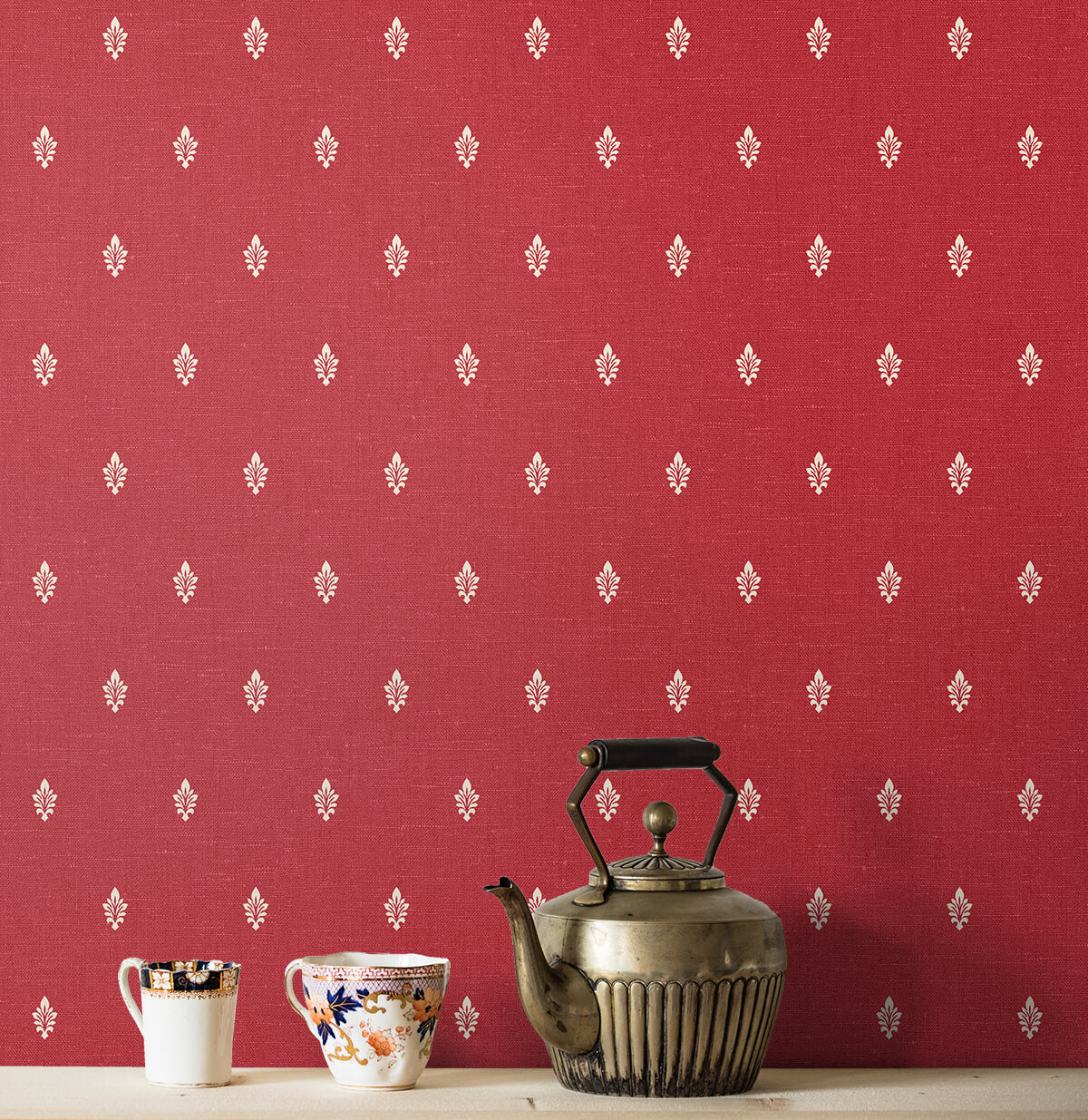 Seabrook French Country Petite Feuille Sprig Wallpaper - Antique Ruby