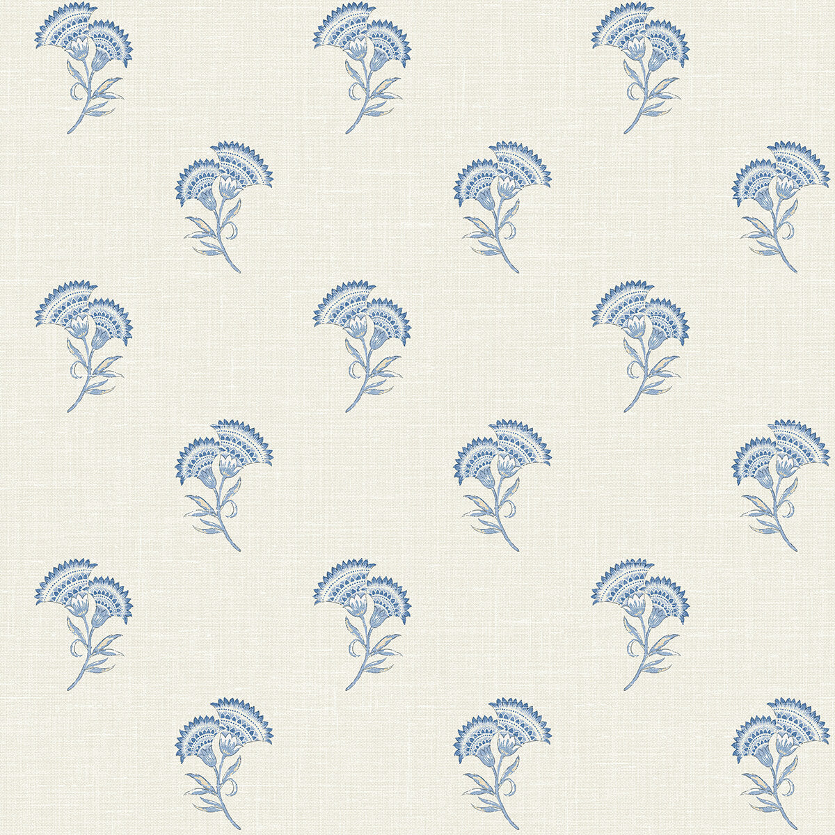 Seabrook French Country Lotus Branch Floral Wallpaper Sample - French Blue