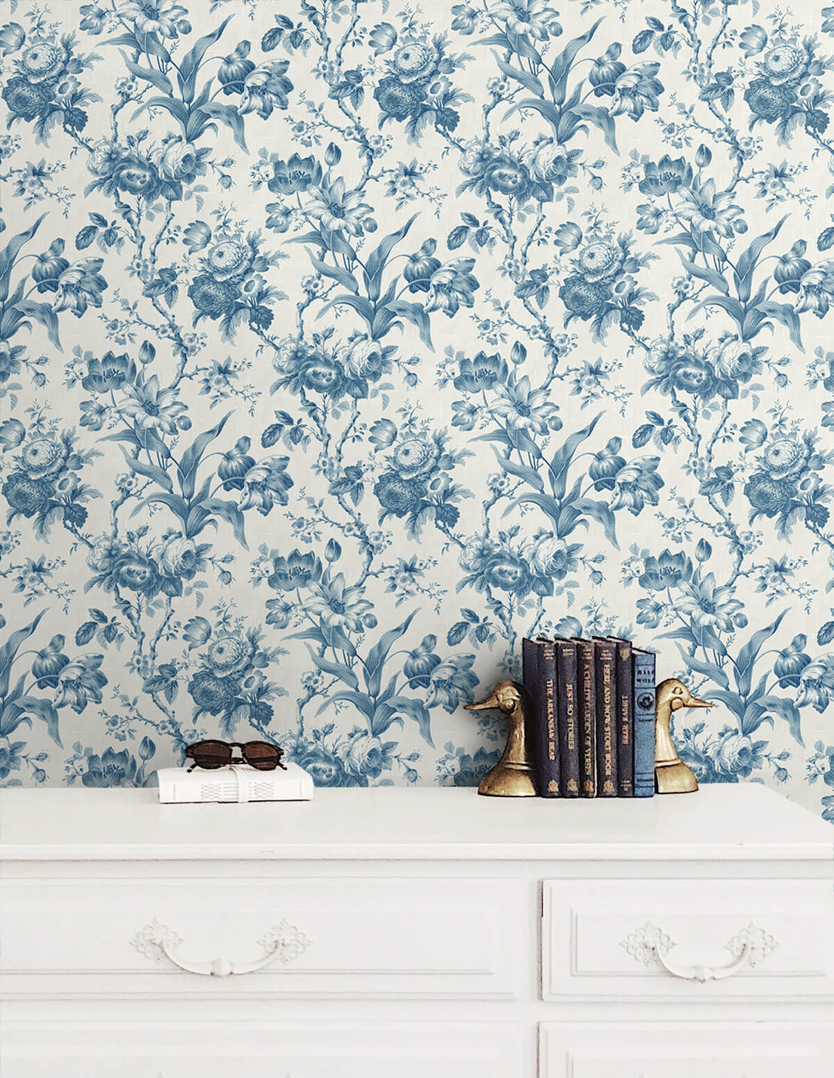 Seabrook French Country En Rose Wallpaper Sample - Blue Bell
