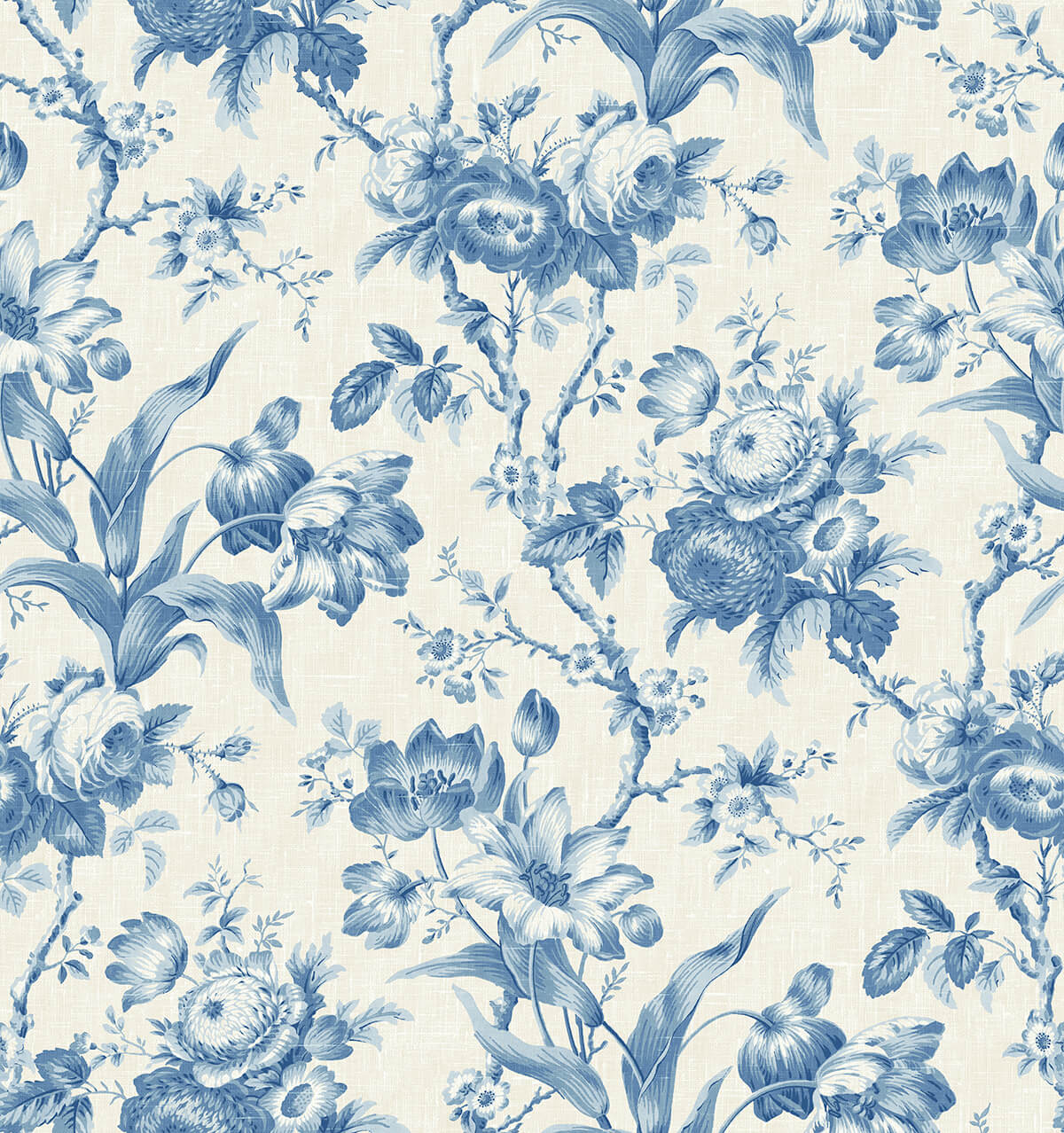 Seabrook French Country En Rose Wallpaper Sample - Blue Bell