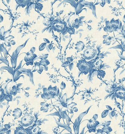 Seabrook French Country En Rose Wallpaper - Blue Bell