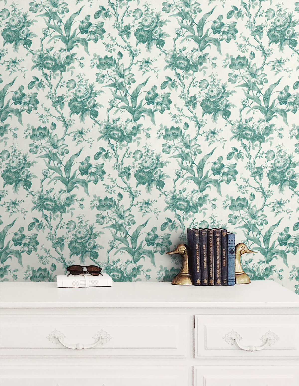 Seabrook French Country En Rose Wallpaper Sample - Minty Meadow