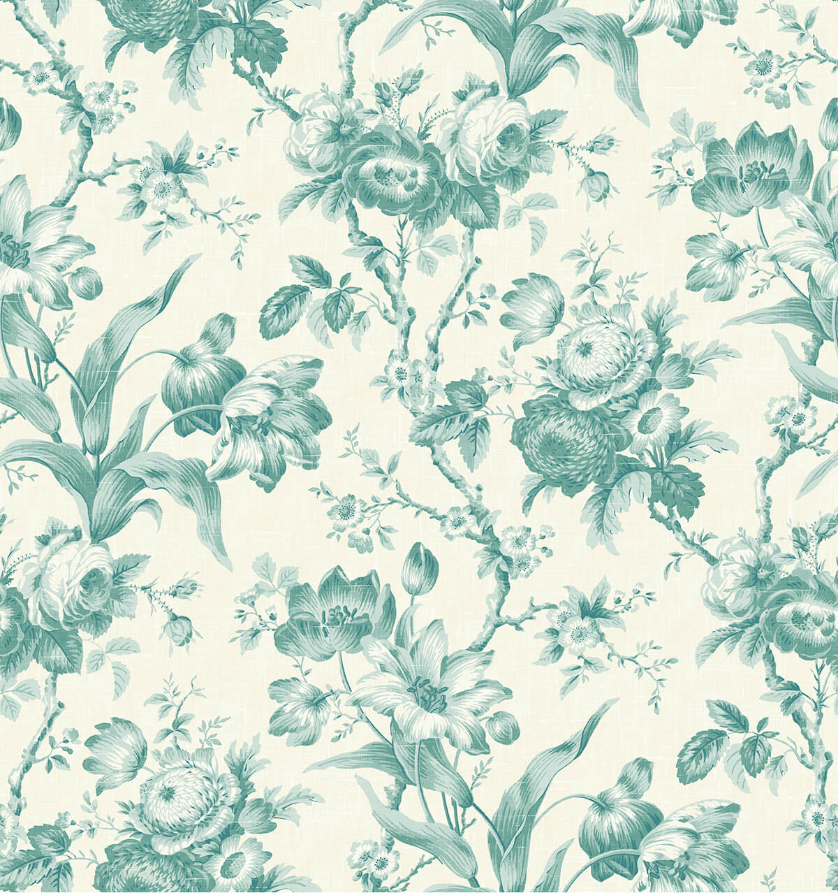 Seabrook French Country En Rose Wallpaper Sample - Minty Meadow