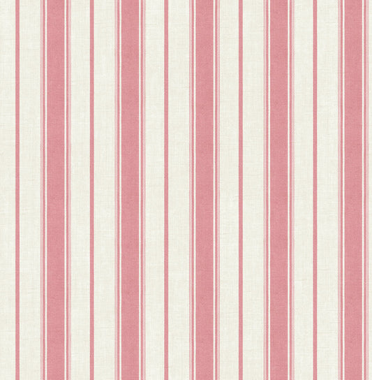 Seabrook French Country Eliott Linen Stripe Wallpaper - Cranberry