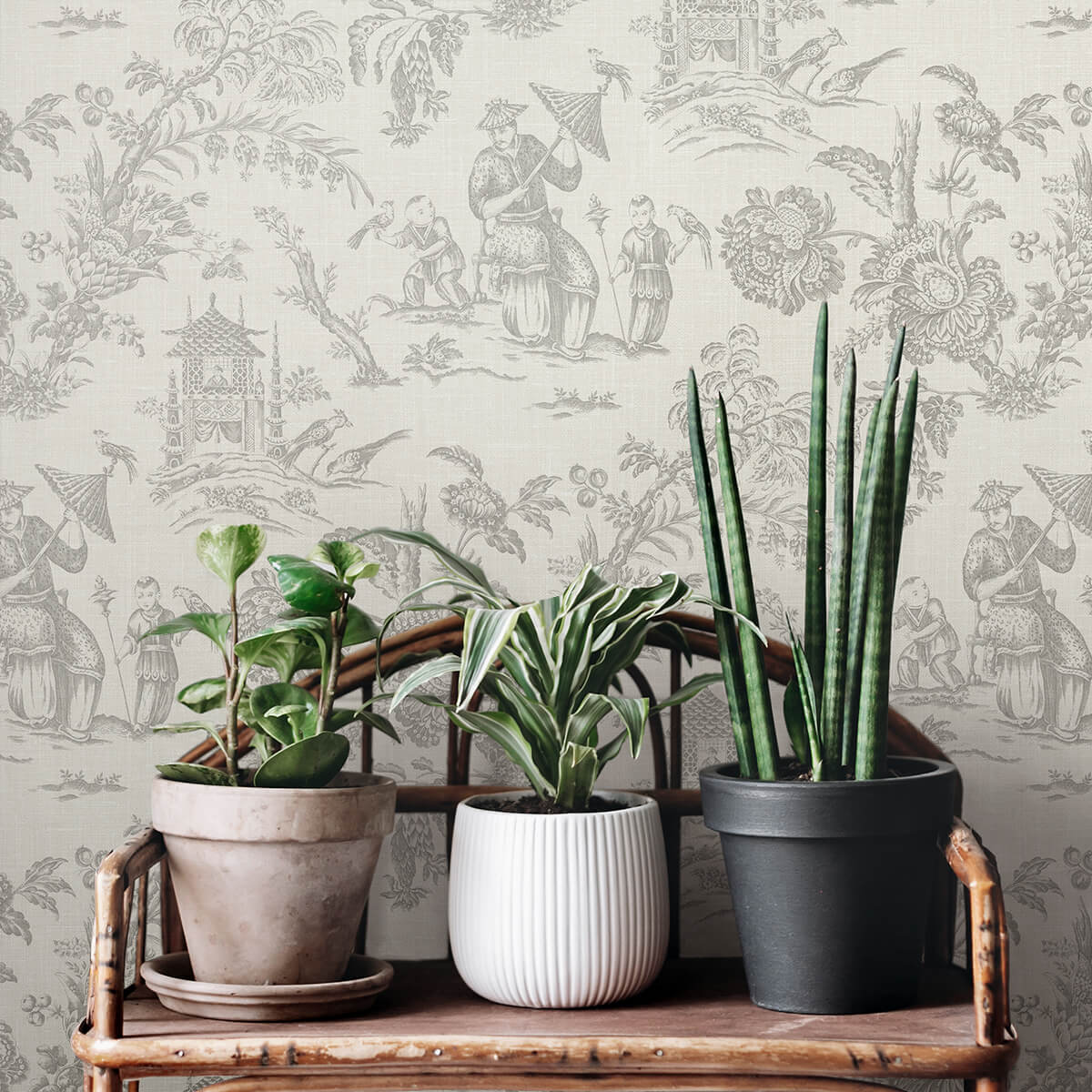 Seabrook French Country Colette Chinoiserie Wallpaper - French Grey