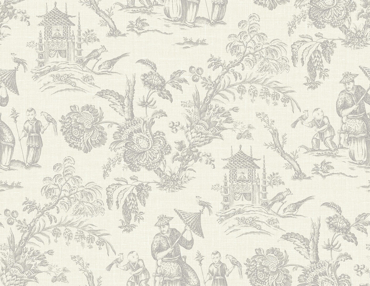 Seabrook French Country Colette Chinoiserie Wallpaper - French Grey