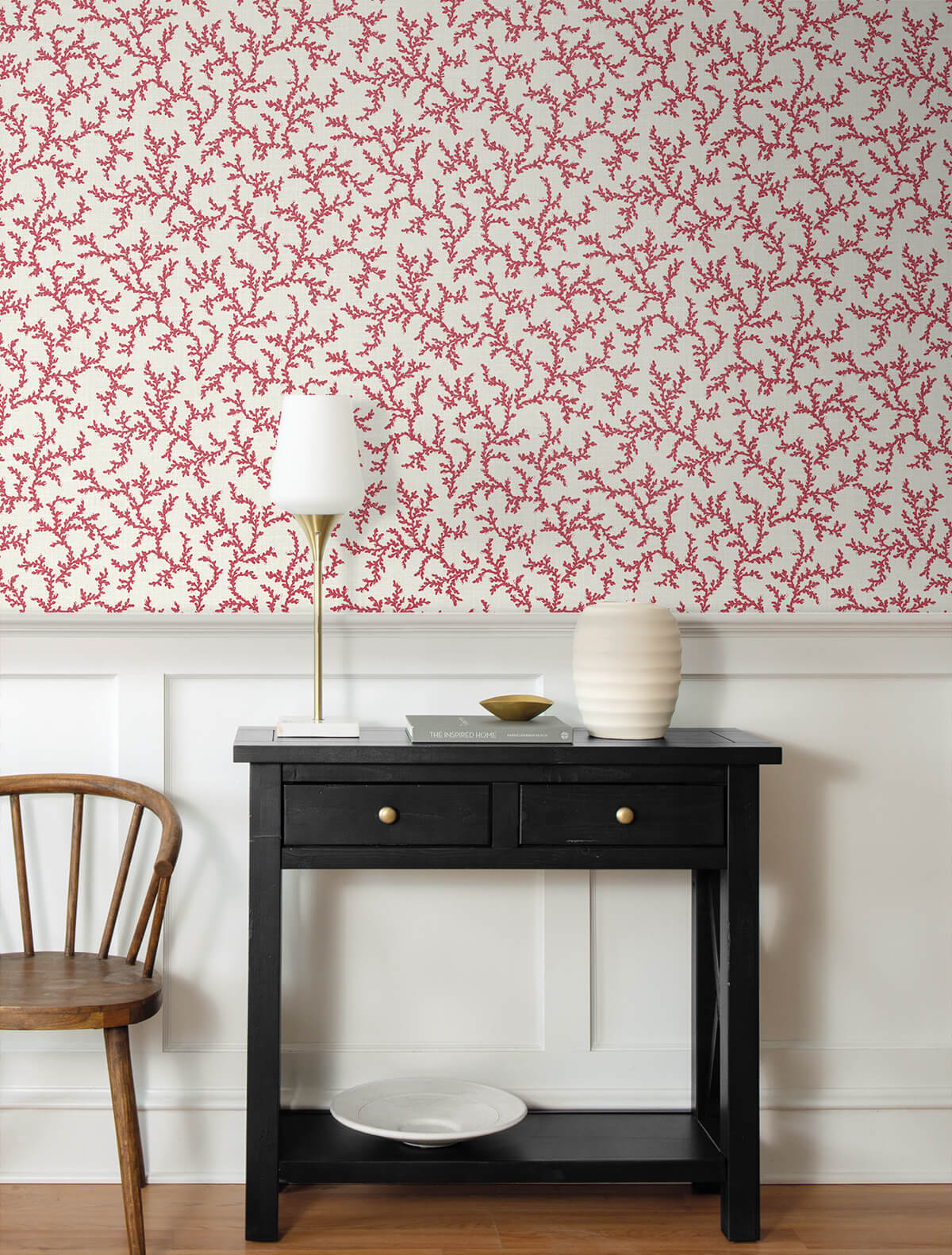 Seabrook French Country Corail Wallpaper Sample - Antique Ruby