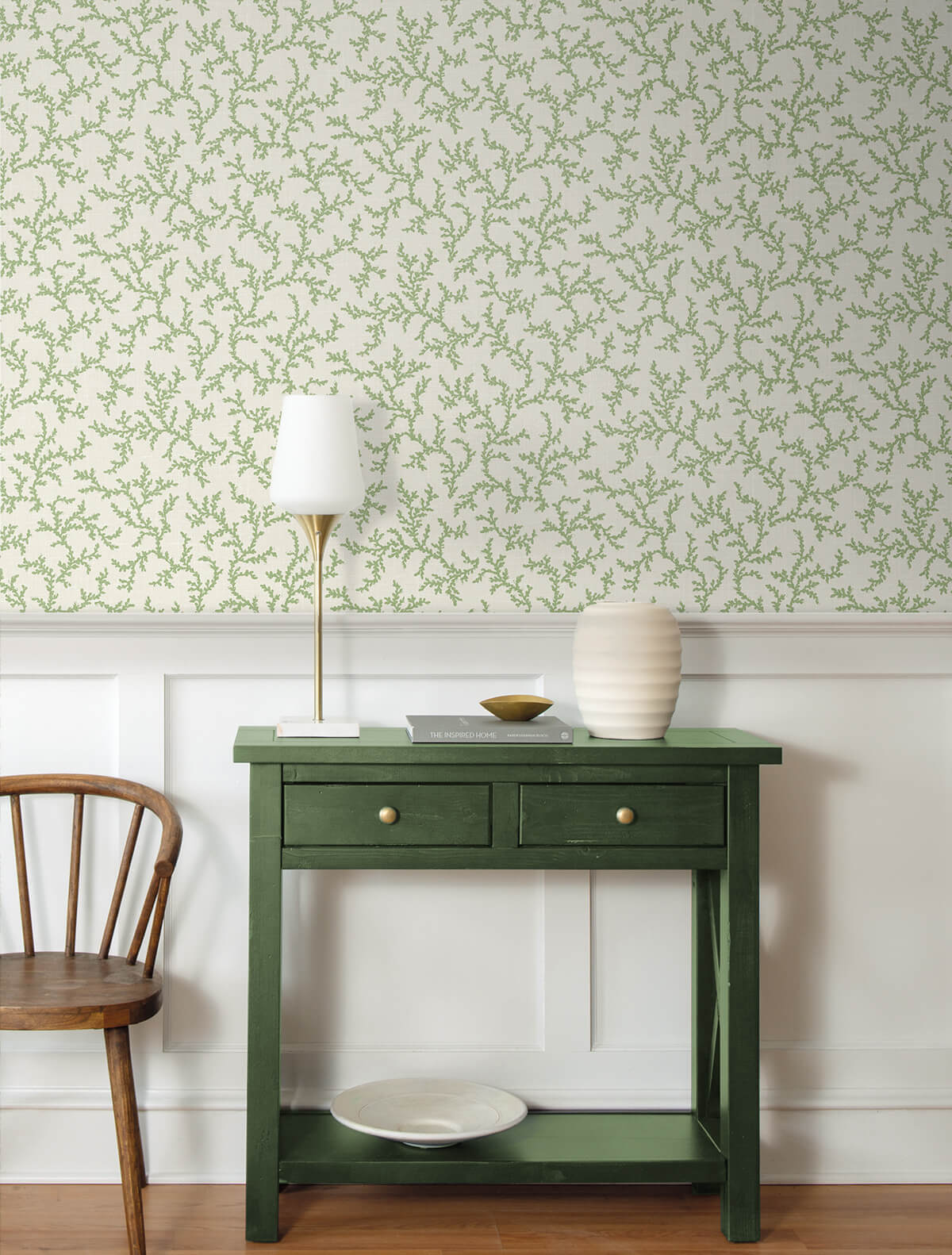 Seabrook French Country Corail Wallpaper Sample - Herb
