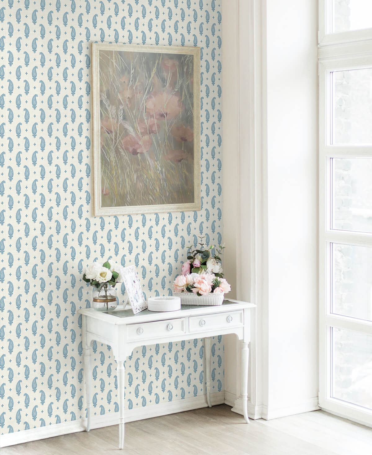 Seabrook French Country Maia Paisley Wallpaper - Bleu Bisque