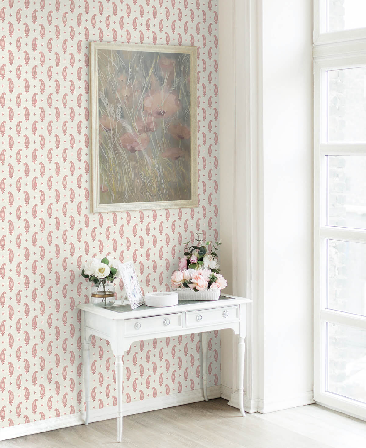 Seabrook French Country Maia Paisley Wallpaper - Rustic Rouge