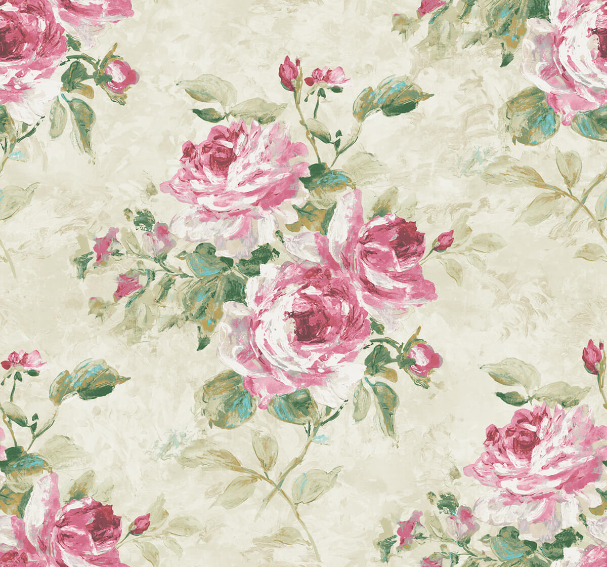 Seabrook French Impressionist Rose Bouquet Wallpaper Sample - Pink