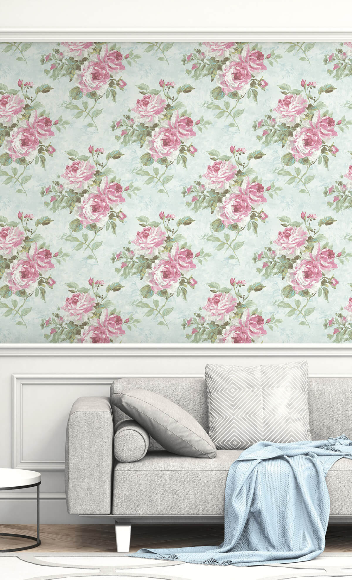 Seabrook French Impressionist Rose Bouquet Wallpaper Sample - Pink