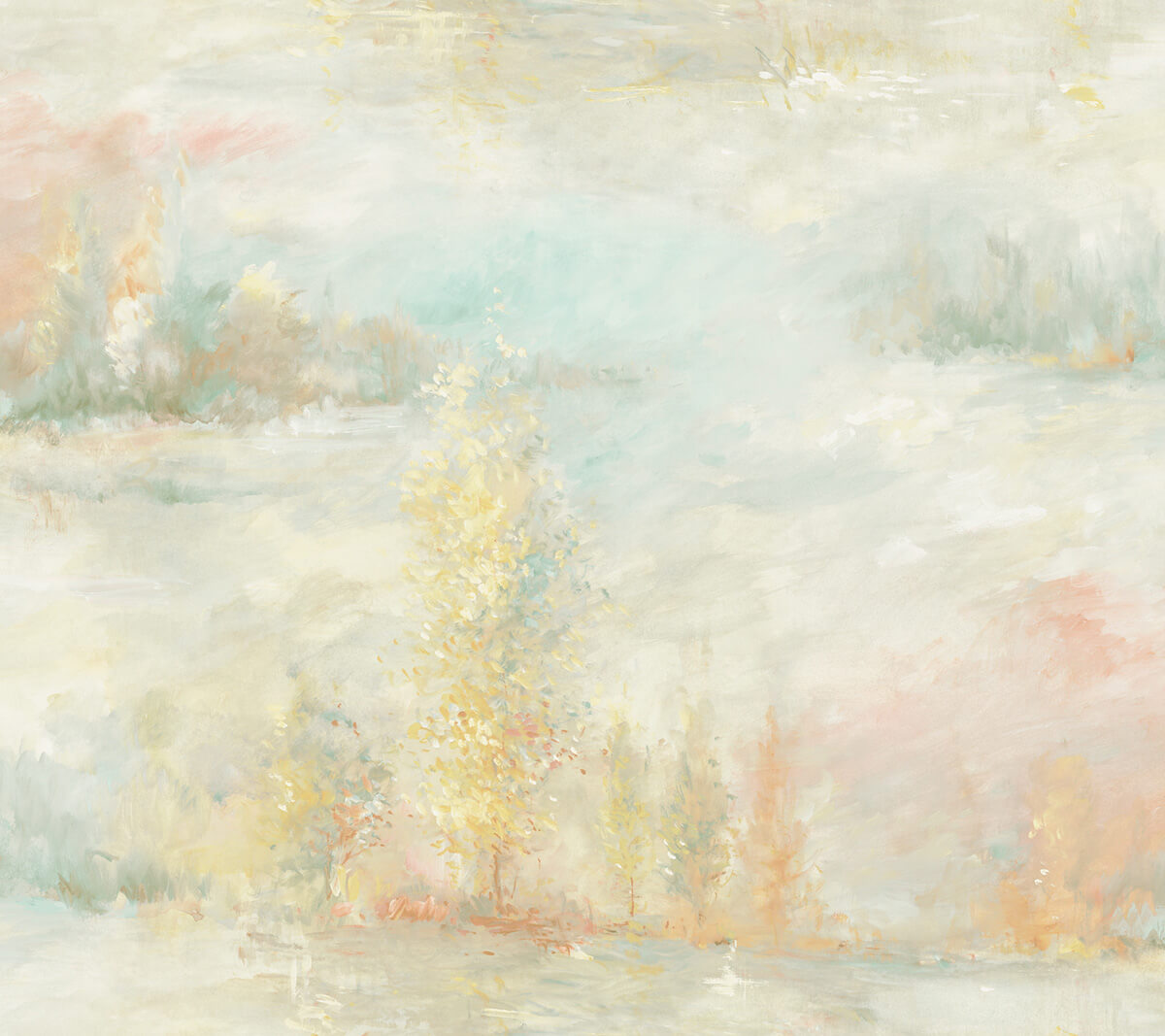 Seabrook French Impressionist Tree Line Wallpaper Sample - Multicolored