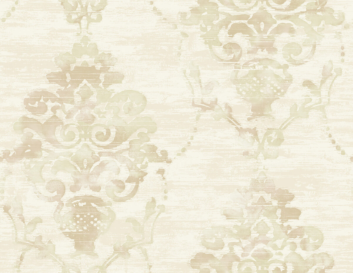 Seabrook French Impressionist Damask Wallpaper - Beige