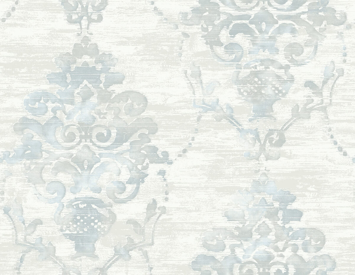 Seabrook French Impressionist Damask Wallpaper Sample - Blue