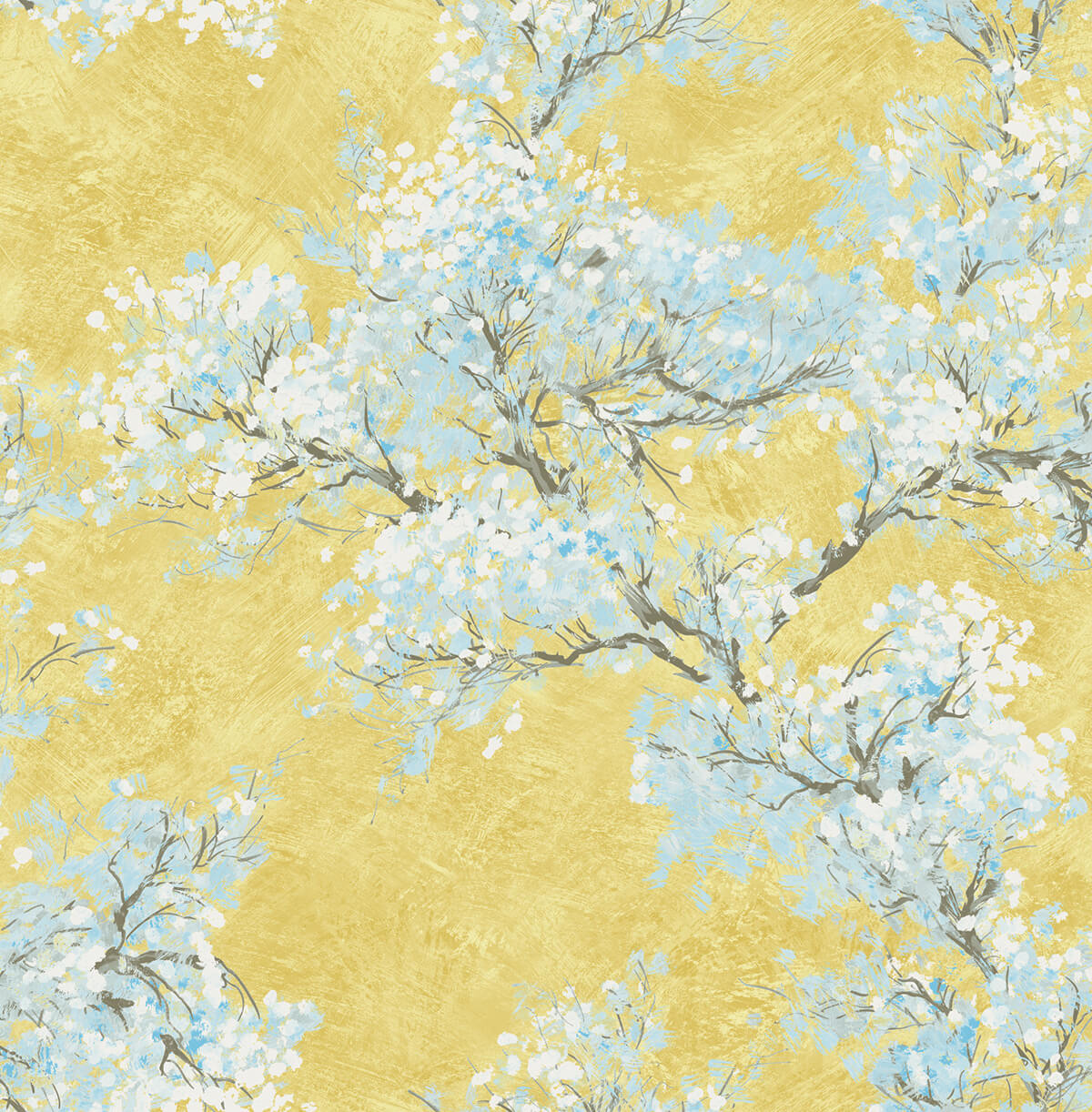 Seabrook French Impressionist Cherry Blossoms Wallpaper Sample - Yellow