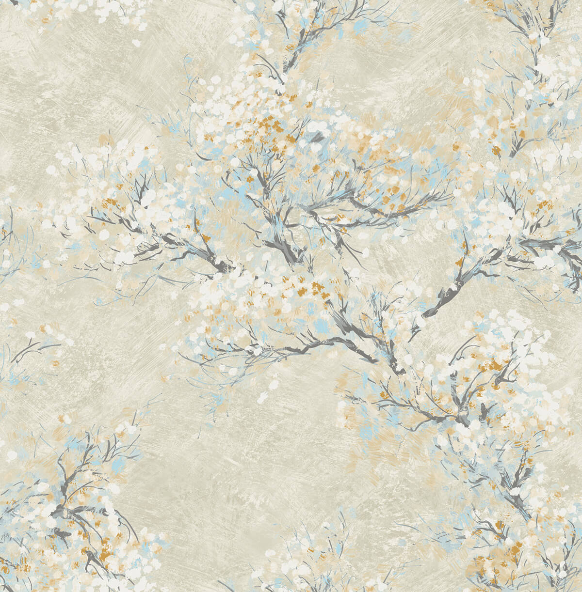 Seabrook French Impressionist Cherry Blossoms Wallpaper Sample - Beige