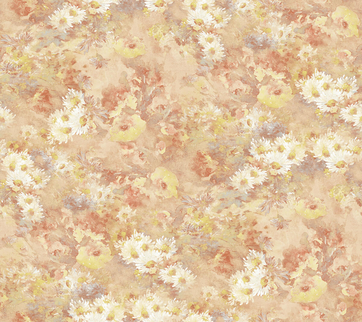Seabrook French Impressionist Daisy Wallpaper Sample - Orange