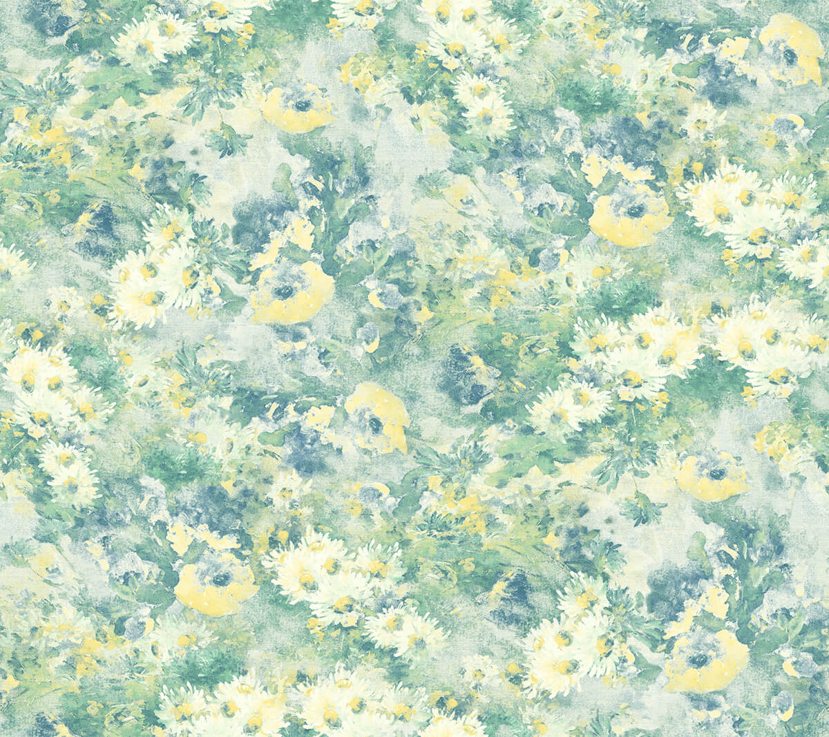 Seabrook French Impressionist Daisy Wallpaper Sample - Green