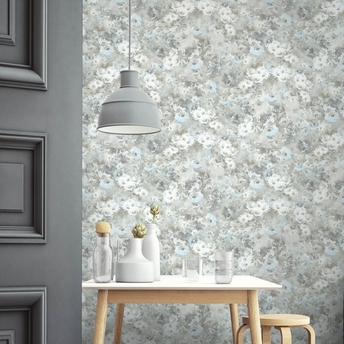 Seabrook French Impressionist Daisy Wallpaper Sample - Silver