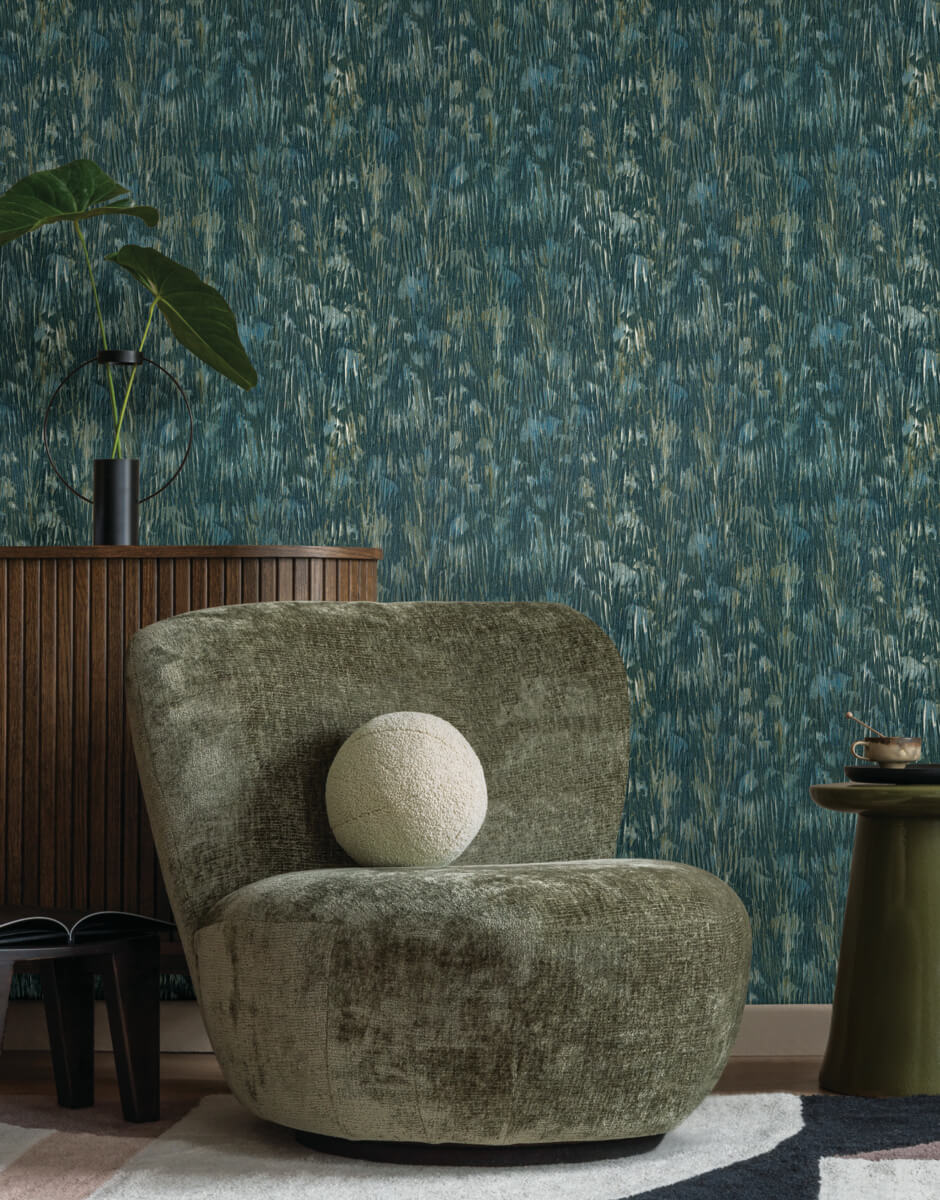 York Formations Gilded Plume Wallpaper - Teal