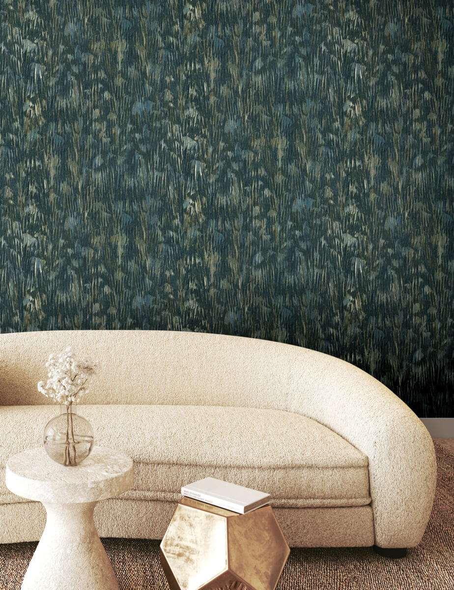 York Formations Gilded Plume Wallpaper - Teal