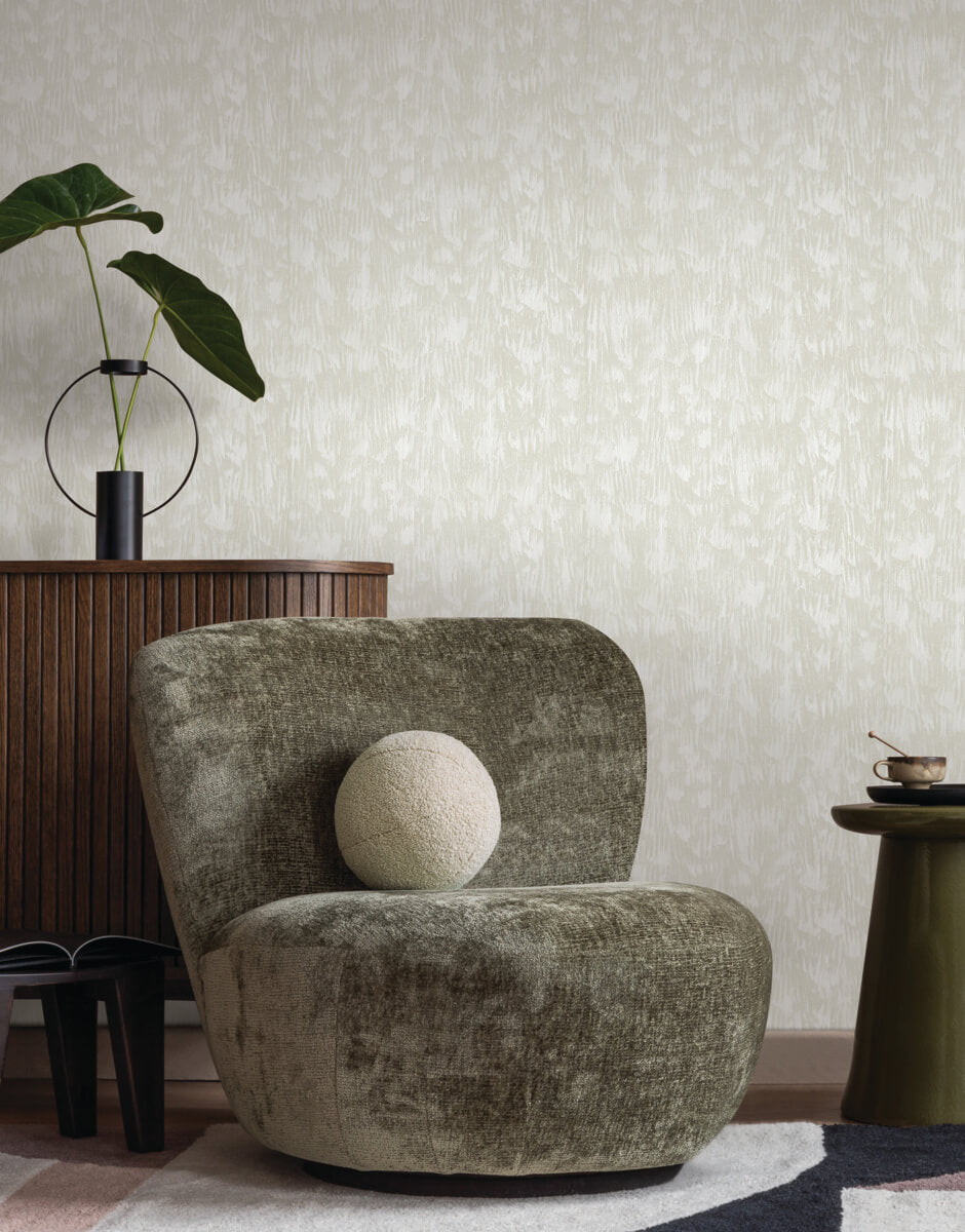 York Formations Gilded Plume Wallpaper - Light Cream