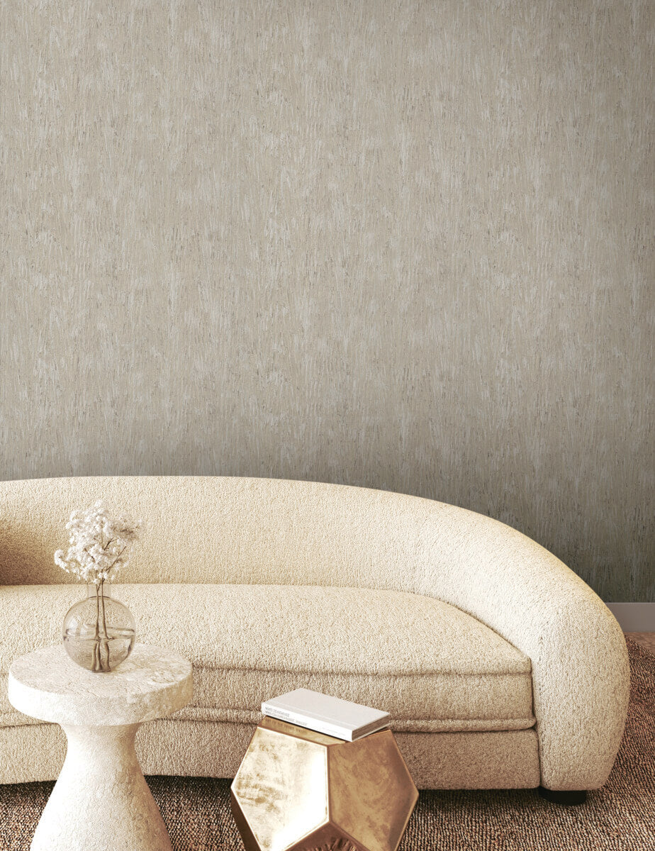 York Formations Gilded Plume Wallpaper Sample - Warm Grey