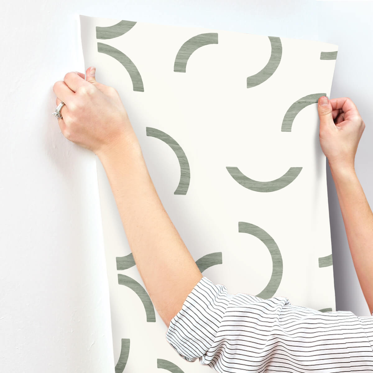 York Formations Lunula Wallpaper - Green & White