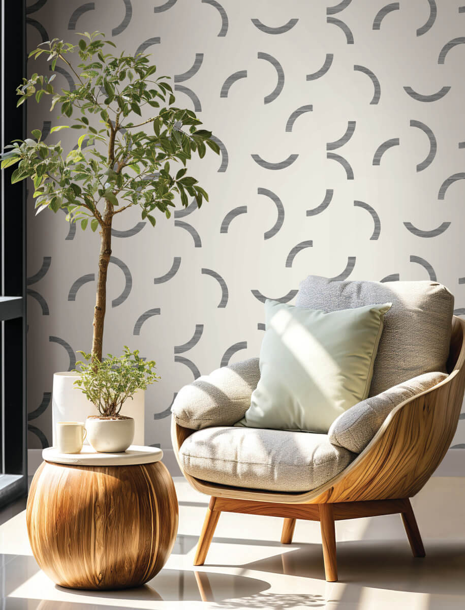 York Formations Lunula Wallpaper Sample - Black & White