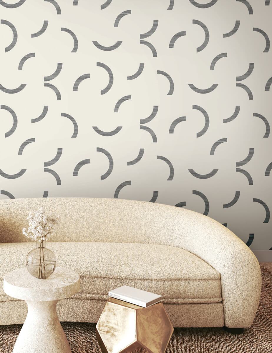 York Formations Lunula Wallpaper Sample - Black & White