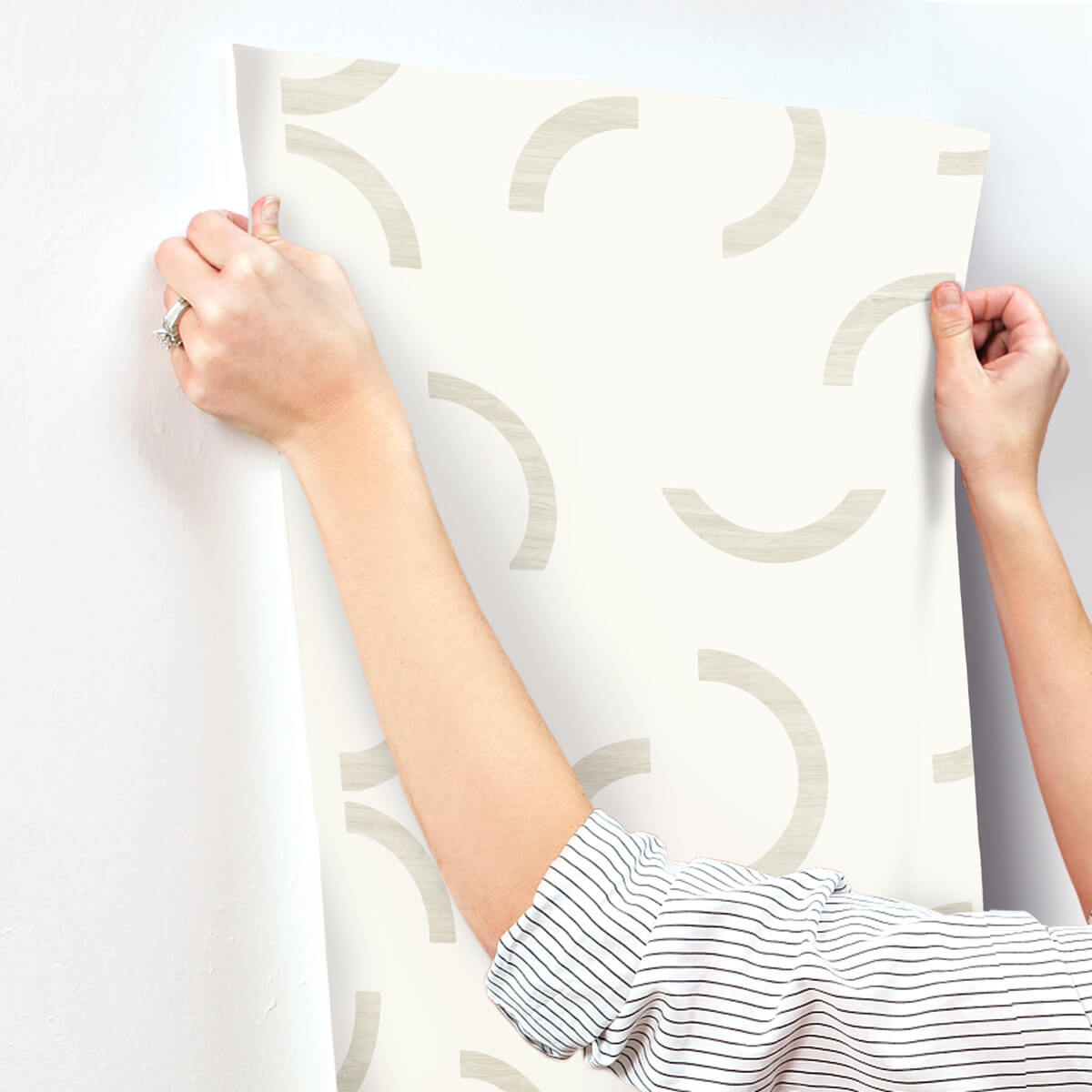 York Formations Lunula Wallpaper Sample - Ivory