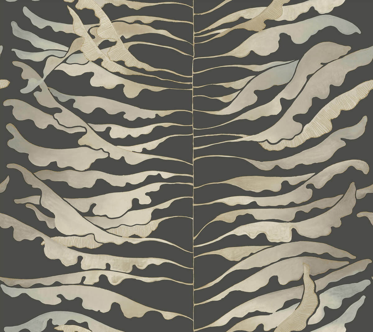 York Formations Leaf Column Wallpaper Sample - Black