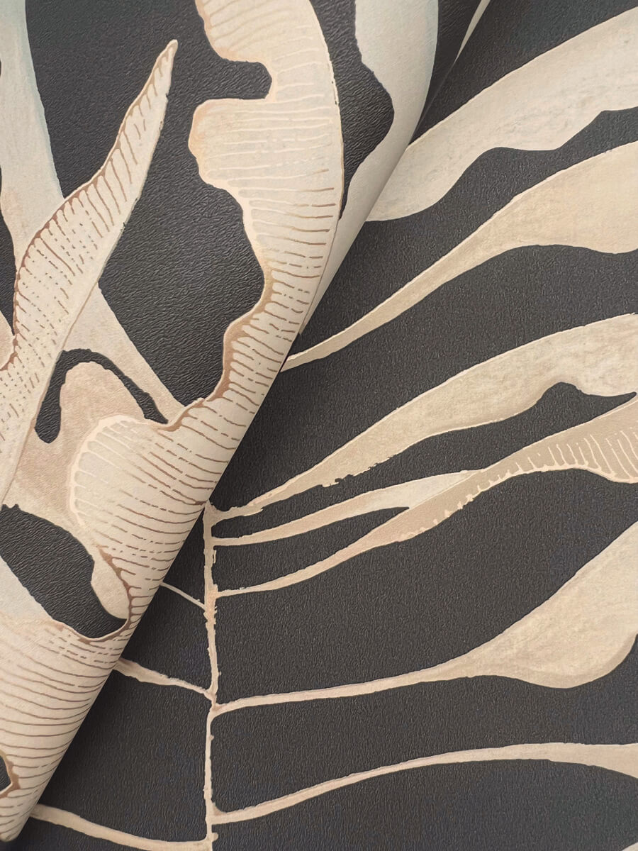 York Formations Leaf Column Wallpaper Sample - Black