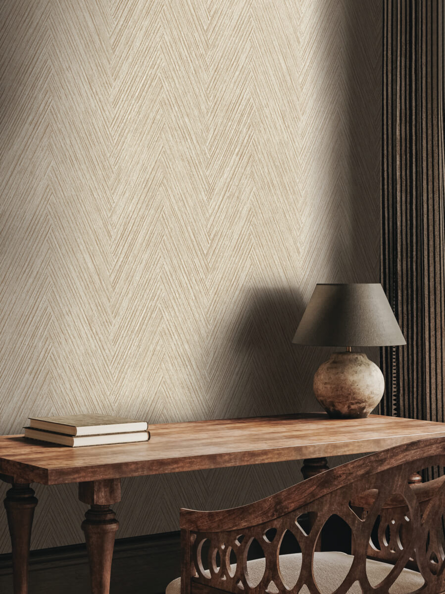 York Formations Thatched Chevron Wallpaper Sample - Terracotta