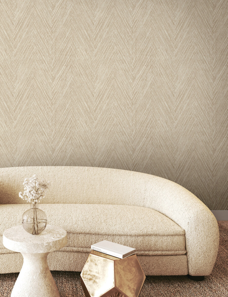 York Formations Thatched Chevron Wallpaper Sample - Terracotta