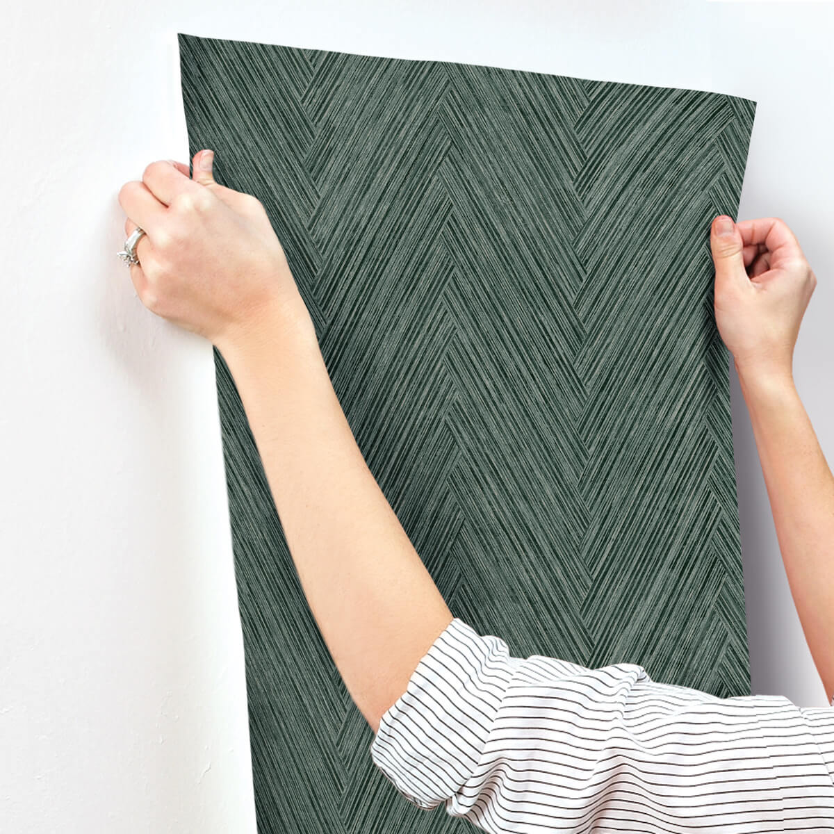 York Formations Thatched Chevron Wallpaper - Bottle Green