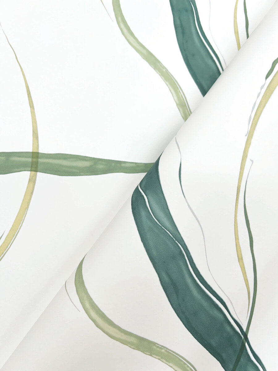 York Formations Ink Flow Wallpaper - Green & White